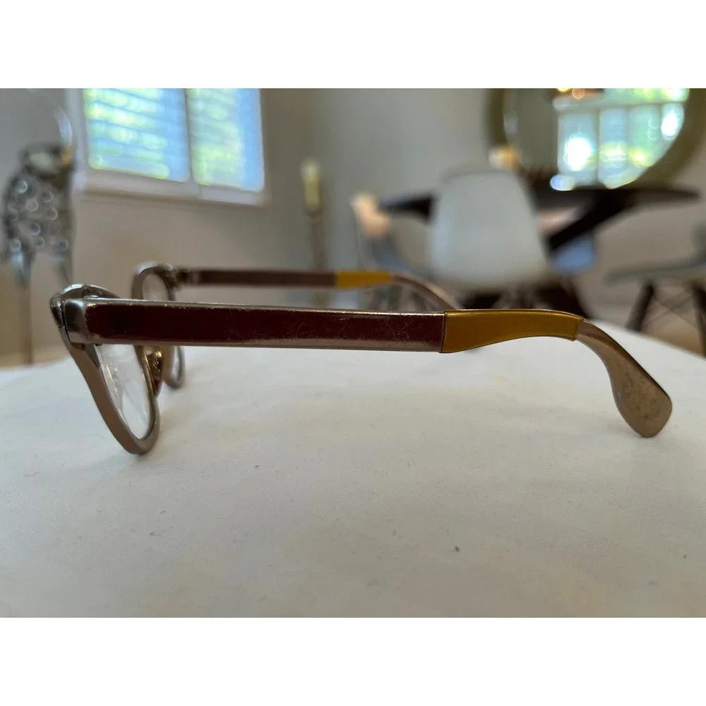 Vintage Tura Inc Bronze Floral Engraved Cat Eye Glasses Frames Mid Century 1950s